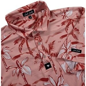 Bad Birdie Golf Polo Mens Large Ricky Rose Short Sleeve Palm Tree